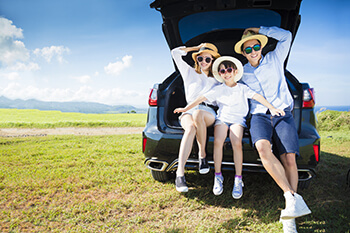 Young family enjoying the outdoors